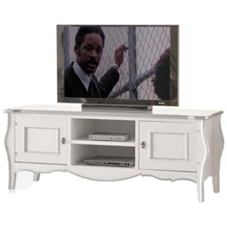 Mobile Porta Tv In Legno Bombato Shabby Chic Bianco 2 Ante 2 Vani Mod Venezia en oferta