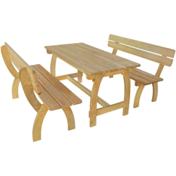 YOUTHUP Tavolo da Birreria con 2 Panche in Legno di Pino Impregnato - Marrone precio
