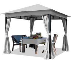 Gazebo da Giardino 3x3 m con telo impermeabile da ca. 180g/m² - 4 pareti laterali grigio chiaro – profilo da ca. 6x6 cm características