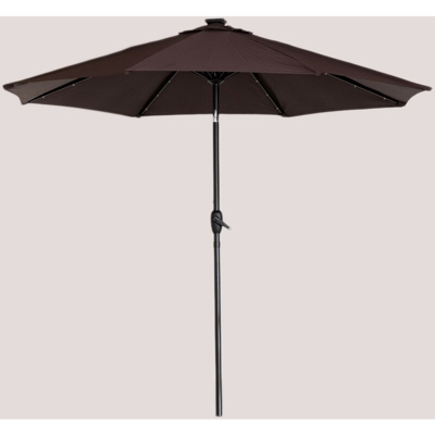 Ombrellone con Luce in Tessuto e Acciaio (Ø257 cm) Weky Marrone Caffè Poliestere - Acciaio - Sklum