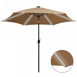 Ombrellone con Luci a LED e Palo Alluminio 300 cm Grigio Talpa - Marrone - Vidaxl en oferta