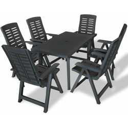 Set da Pranzo da Giardino 7 pz in Plastica Antracite - Grigio - Youthup precio