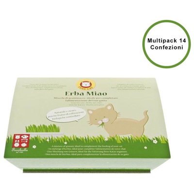 Multipack 14 pz di erba gatta per gatti coltivazioni biologiche erba miao