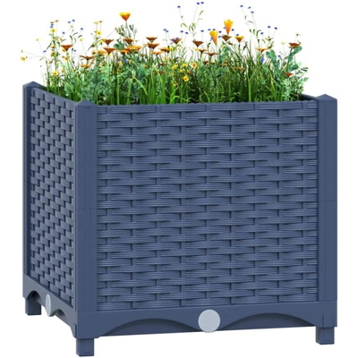 Fioriera Rialzata 40x40x38 cm in Polipropilene - Grigio - Vidaxl