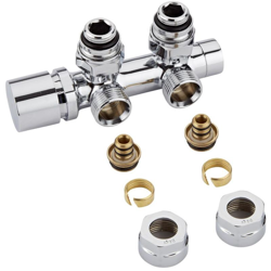Hudson Reed Valvola Multiblock ad 'H' Per Termosifoni e Scaldasalviette - Raccordo Maschio 3/4' - Adattatori Ø16mm Multistrato - Controllo Manuale precio