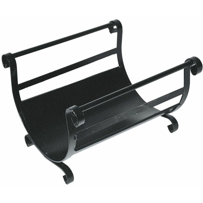 Porta legna a due manici in ferro battuto verniciato a polvere per stufa e camino 40 x 32 cm