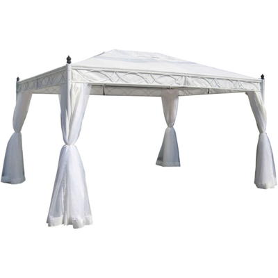 Gazebo 3 X 3 In Metallo Telo Bianco Per Esterno Giardino, Ristorante, Gelateria Bar Hotel Albergo