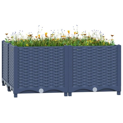 Fioriera Rialzata 80x80x38 cm in Polipropilene - Grigio - Vidaxl