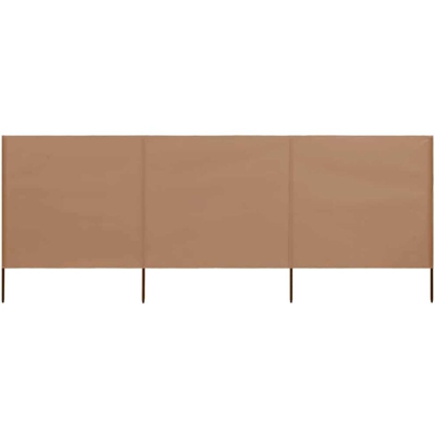 vidaXL Paravento a 3 Pannelli in Tessuto 400x80 cm Grigio Talpa - Marrone
