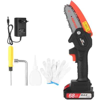 Asupermall - 21 V, batteria al litio senza spazzole, motosega elettrica da 4 pollici, 100-240 V, ampio voltaggio, batteria da 2000 mah, standard
