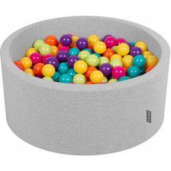 90X40cm/300 Palline ? 7CM Piscina Di Palline Colorate Per Bambini Tondo Fabbricato In EU, Grigio Ch:Verdech/Gial/Turche/Aranc/Rosasc/Viola - grigio en oferta