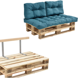 [en.casa] - Divano paletta - a 2 posti con cuscini - (color turchese) set completo incl. schienale en oferta