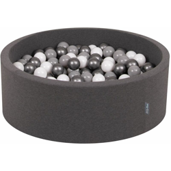 KiddyMoon 90X30cm/300 Palline ∅ 7CM Piscina Di Palline Colorate Per Bambini Tondo Fabbricato In EU, Grigio Sc:Bianco/Grigio/Argento - grigio precio