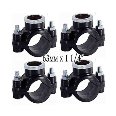 Confezione 4 x COLLARE IRRIGAZIONE 63MM x 1 1/4' . Utilizzato per l'installazione di elementi di irrigazione come irrigatori e