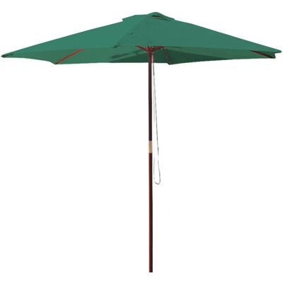 Ombrellone in Legno 2.5 mt Rotondo Verde Palo centrale da Giardino Terrazzo