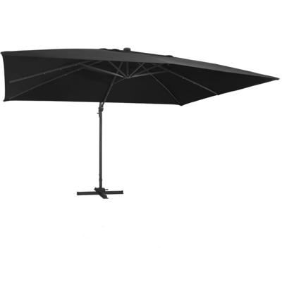 Ombrellone a Sbalzo con LED Palo in Alluminio 400x300 cm Nero - Nero - Vidaxl
