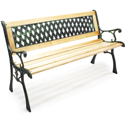 Panchina Panca da giardino Inge in legno e ghisa con motivo a reticolo características