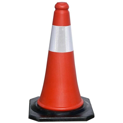 Base per segnaletica a cono in gomma 75 cm. riflettore