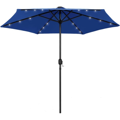 Ombrellone con Luci a LED e Palo Alluminio 270 cm Azzurro - Blu - Vidaxl