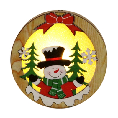 ornamenti in legno di Natale appeso decorazioni natalizie che emettono ciondolo circolare modelli modello pupazzo di neve