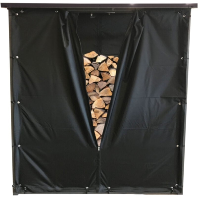 Quick-star - Set di protezione dalle intemperie parete anteriore e posteriore per riparo di legna da ardere XXL 185x70x185cm PVC Nero