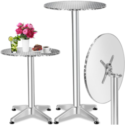 Tectake - Tavolo da bistrot in alluminio Ø60cm - tavolo bistrot, tavolo giardino, tavolo design - 6,5 cm pieghevole - grigio en oferta