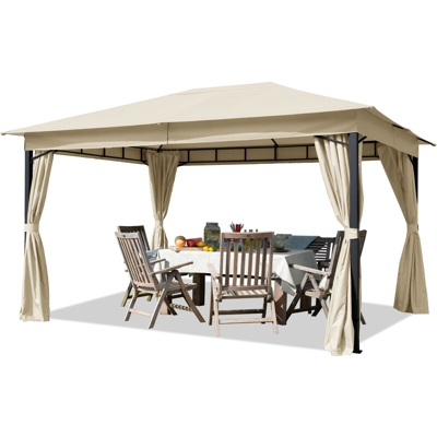 Gazebo da Giardino ca. 3x4 m con Telo Impermeabile da ca. 180g/m² crema