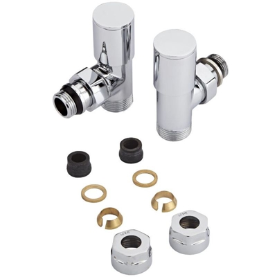 Hudson Reed Coppia di Valvole Per Termosifoni e Scaldasalviette - Raccordo Maschio 3/4' - Adattatori Ø14mm Rame - Controllo Manuale - Accessori