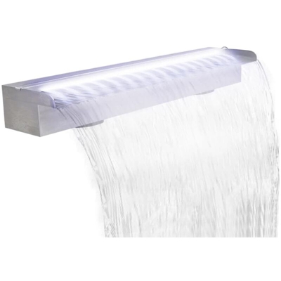 Cascata per Laghetto Rettangolare con LED in Acciaio Inox 90 cm - Youthup