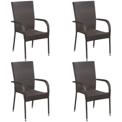 vidaXL Sedie da Esterno Impilabili 4 pz in Polyrattan Marrone - Marrone características