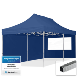 Gazebo Pieghevole Giardino 3x6m - 2 laterali Alluminio Telo PES300 100% Impermeabile Padiglione Mercati Sagre blu en oferta