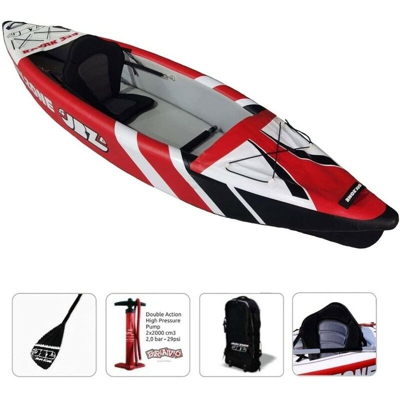 Bricoshop24 - Kayak Canoa Gonfiabile 1 Posto Alta Pressione da Pesca Mare Remo Pagaia Pompa