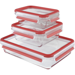 514168 recipiente per cibo Rettangolare Scatola Rosso, Trasparente 3 pz, Casella en oferta