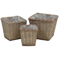 vidaXL Letti Rialzati da Giardino 3 pz in Vimini e Rivestimento in PE - Marrone en oferta