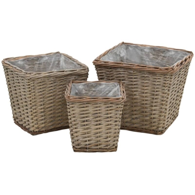 vidaXL Letti Rialzati da Giardino 3 pz in Vimini e Rivestimento in PE - Marrone