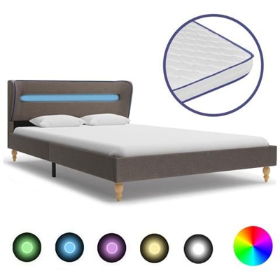 Letto Con Led E Memory Foam Grigio Talpa In Tessuto 140x200