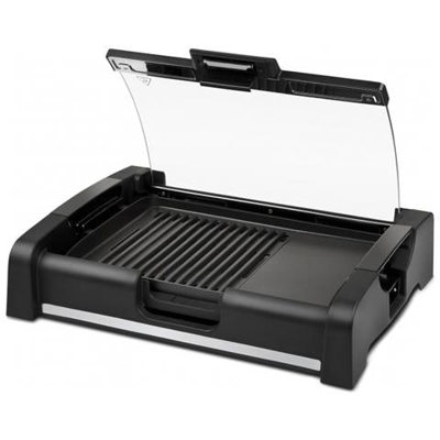 Griglia & Barbecue Gratella Piastra Antiaderente 35,5x25,5 Cm Con Coperchio Potenza 1650 Watt