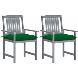 vidaXL Sedie da Regista con Cuscini 2 pz in Massello di Acacia Grigio - Grigio precio