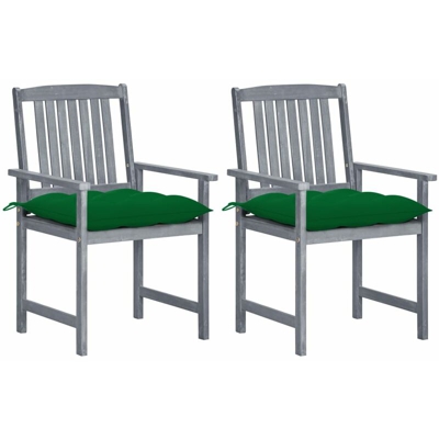 vidaXL Sedie da Regista con Cuscini 2 pz in Massello di Acacia Grigio - Grigio