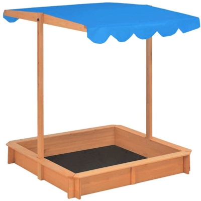 vidaXL Sabbiera con Tetto Regolabile in Legno di Abete Blu UV50 - Blu