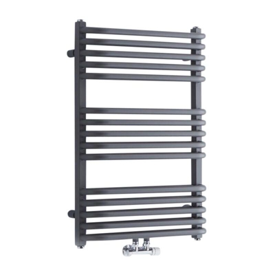 Hudson Reed Arch Scaldasalviette di Design Verticale - Termoarredo Bagno con Barre a "D" - Acciaio Antracite - 739W - 736 x 500mm - Riscaldamento ad