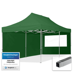 Gazebo Pieghevole Giardino 3x6m - 2 laterali Alluminio Telo PES300 100% Impermeabile Padiglione Mercati Sagre verde precio