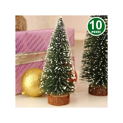 Set 10 Alberelli Innevati Mini Albero Natale 12Cm Decorazioni Addobbi Natalizi