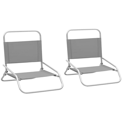 Sedie da Spiaggia Pieghevoli 2 pz in Tessuto Grigio - Grigio - Vidaxl