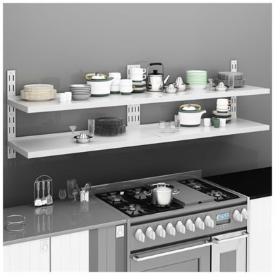 Mensole Galleggianti A 2 Livelli 2 Pz In Acciaio Inox 200x30 Cm