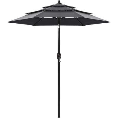 Ombrellone a 3 Livelli con Palo in Alluminio Antracite 2 m - Vidaxl