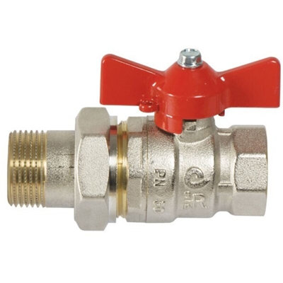 Valvola a sfera dritta 1/2 ' m-f con bocchettone e con farfalla - Ravani