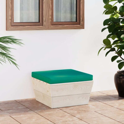 vidaXL Ottomana da Giardino su Pallet con Cuscino in Legno di Abete - Verde precio