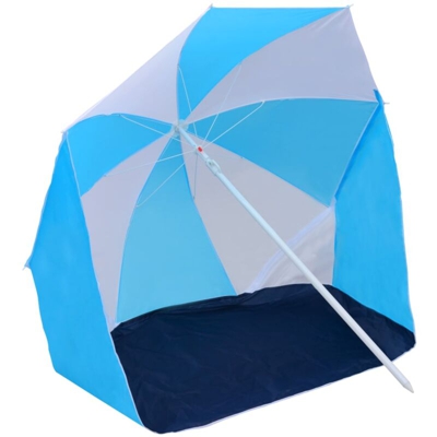 Ombrellone da Spiaggia Blu e Bianco 180 cm in Tessuto - Multicolore - Vidaxl