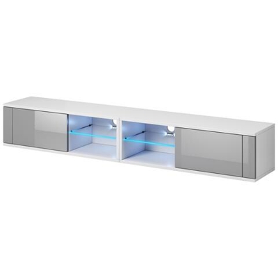 Mobile Tv Moderno Azalia Double Led Bianco / grigio Lucido 200cm